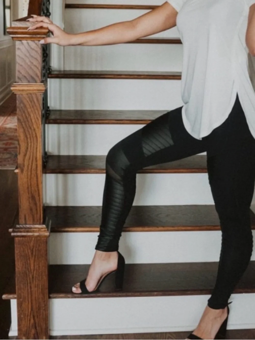 Quilted Panel Black Leggings - Women Pants & Jumpsuits